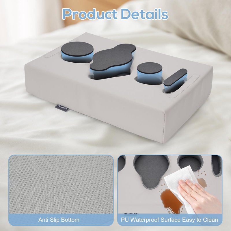 FDMGEL Couch Cup Holder Pillow - Cup Glass Cozy Pillow | Couch Caddy Sofa Bed Buddy Holds Drinks, Snacks, Remotes, Phones, Tablet. Keep Drinks Stand and Prevent Spills (PU Gray)