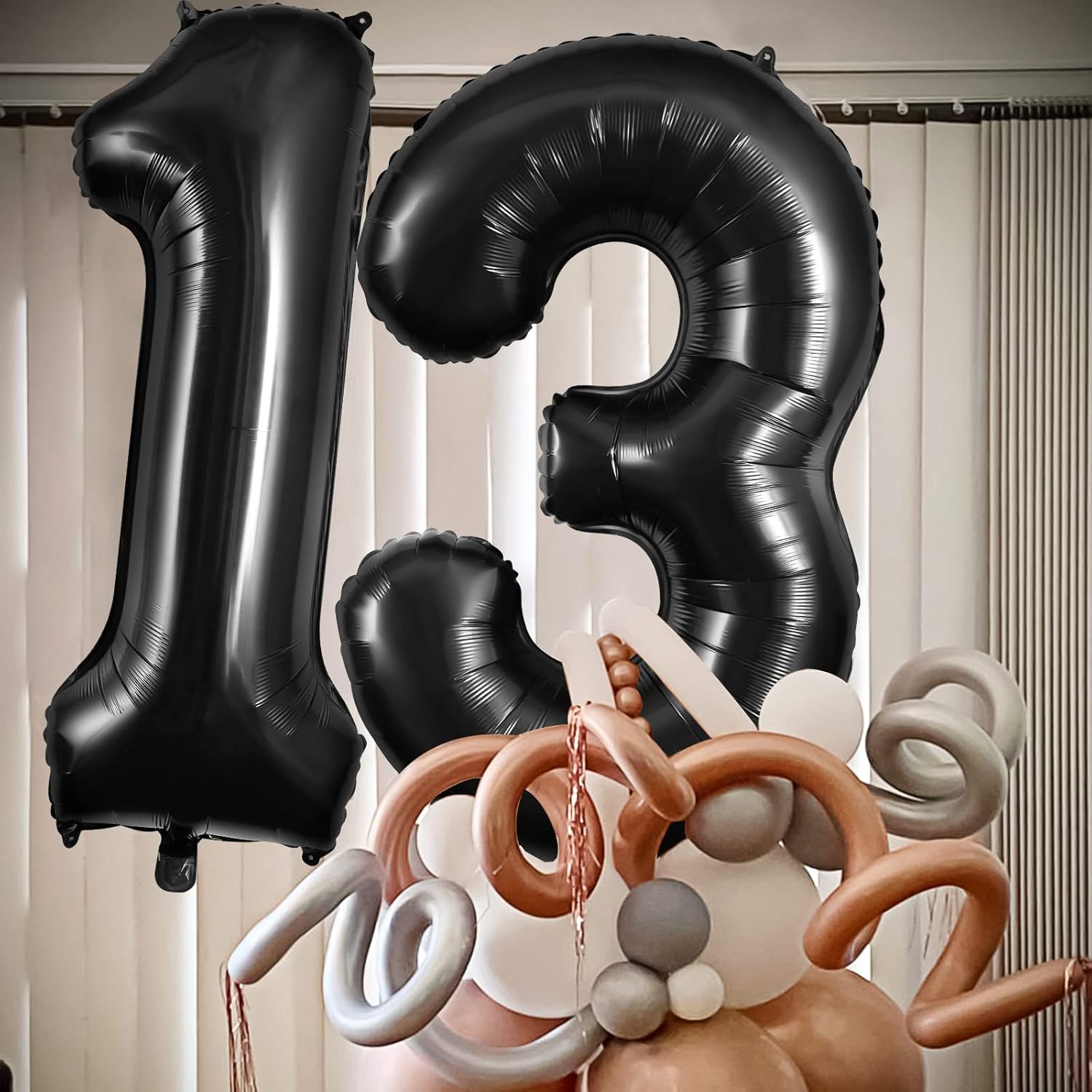 Skiennix 40-Inch Large Foil Number Balloons - 13 or 31 for Birthday & Anniversary Celebrations | Black