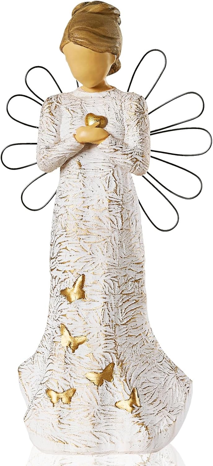 NAN ZAI NAN FANG Sympathy Angel Figurines - Hand-Painted Resin Statues for Loss of Loved Ones | Serenity Prayer Gifts