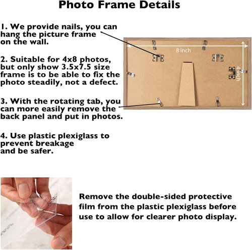 JCJMY 4x8 Picture Frame - Rustic Brown Wall Mount or Tabletop Display | Shatter-Resistant Plexiglass