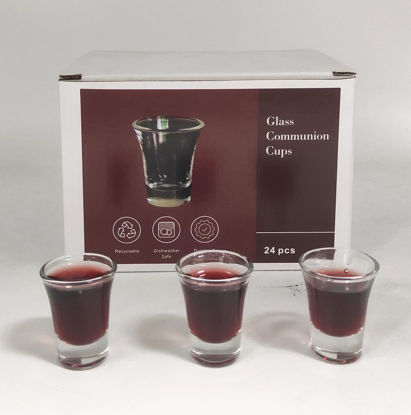 SruiSwei Glass Communion Cups Fits Standard Communion Trays,Box of 24 Count,1.5" High,10ML Glasses Communion Cup With Thick Base,Communion Glass Cups for Church Service,Glasses Communion