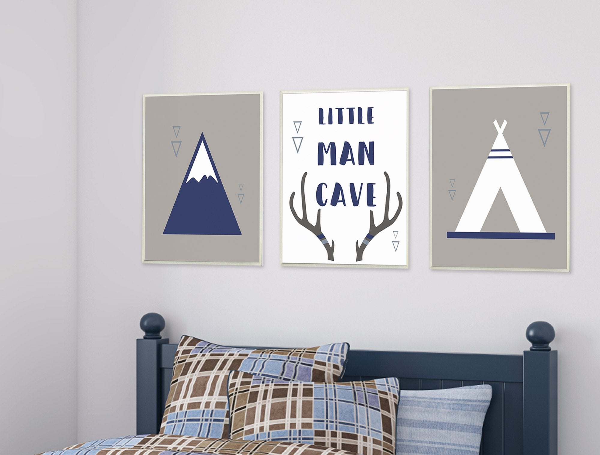 The Kids Room by Stupell Little Man Cave Mountains and Camping 3pc Wall Plaque Art Set, Proudly Made in USA