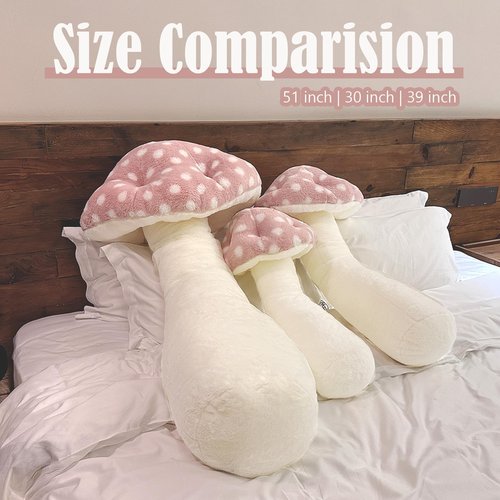 Hofun4U Mushroom Plush Pillow - 39 inch Mushroom Shaped Stuffed Long Pillow - Mushroom Stuffed Pillow - Christmas Birthday Sofa Home Decoration (Pink)
