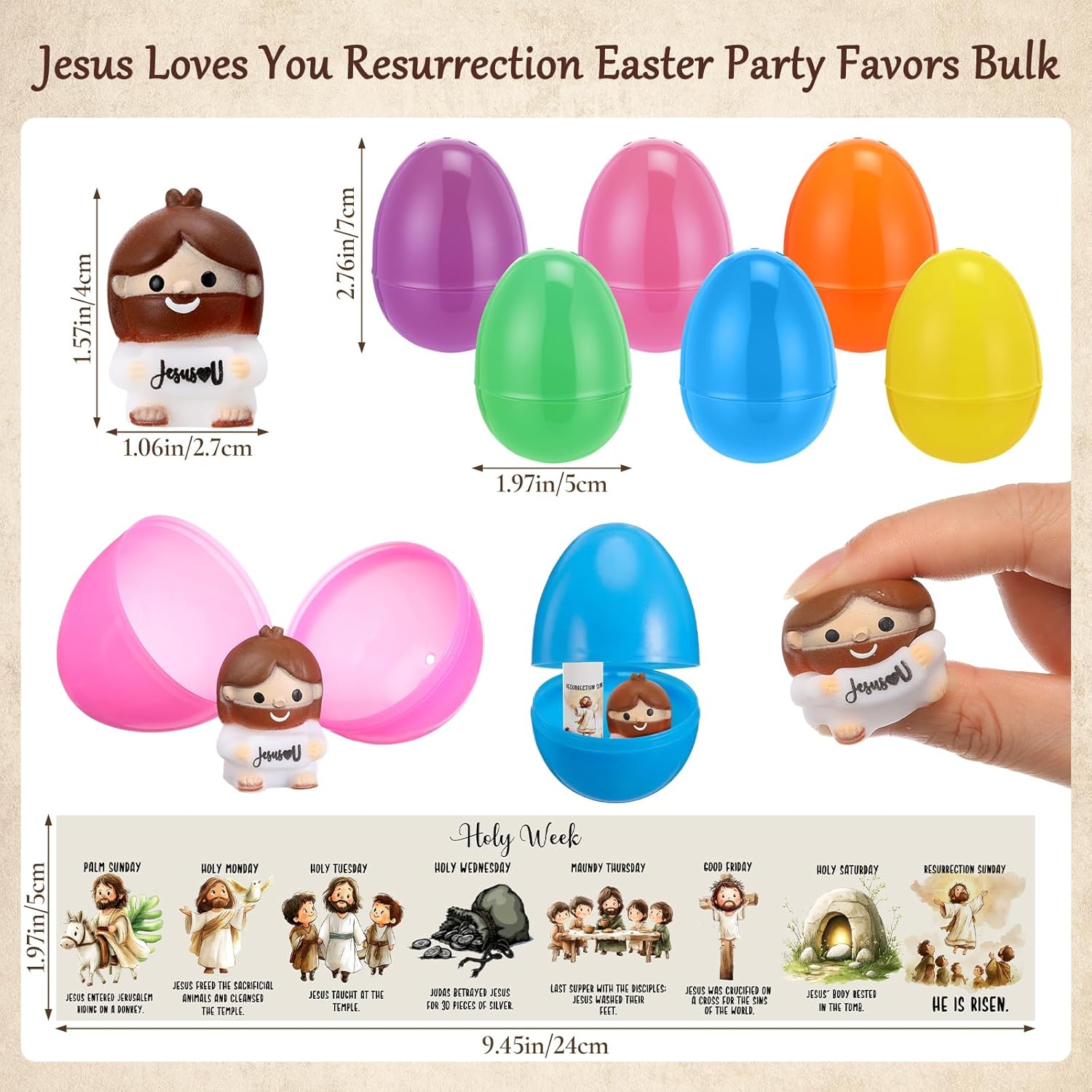 Skylety Easter Jesus Gifts - 25 Sets of Prefilled Egg Stuffers & Stress Balls for Holy Week | Christian Party Favors