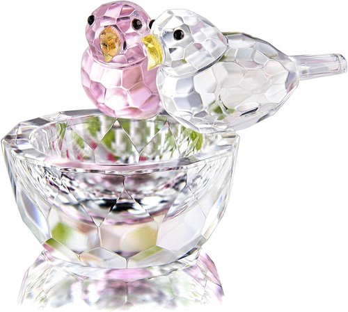 HDCRYSTALGIFTS Crystal Bird Figurine - 3.3'' Collectible Art Glass Decor | Perfect Gift for Valentine's Day