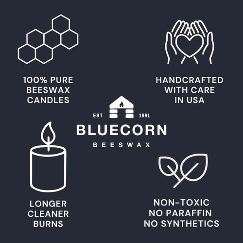Bluecorn Beeswax 3-Wick Candle, 100% Pure Bees Wax, Vanilla Scented, Paraffin & Soy Free Candle Wax, Clean Burning, Long Lasting, Home Decor, Gifts for Women & Men, American Made, 10 Oz, 1 Ct