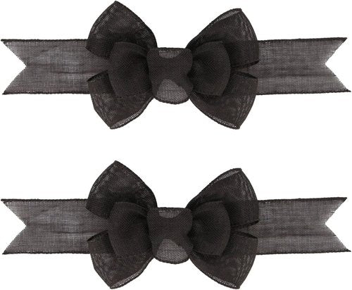 Meseey Black Wired Ribbon - 2 Pcs Handmade Burlap Bows for Wreaths & Gift Wrapping