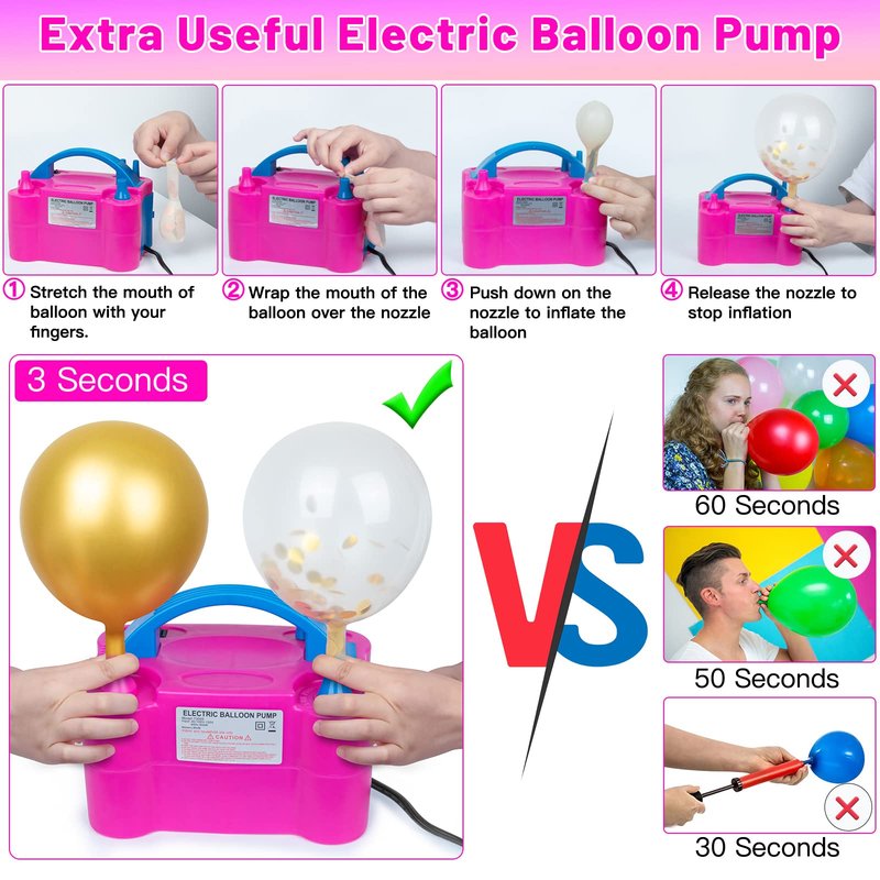 Toosci Balloon Arch Kit and Metal Balloon Column Stand and Electric Balloon Pump, Adjustable Balloon Stands for Floor with Water bags, Balloon Kit for Wedding Birthday Party Supplies Decoration