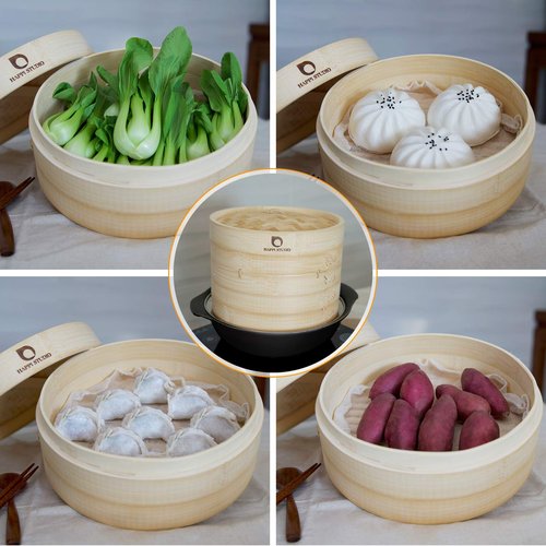 HAPPi STUDIO Stainless Steel Bamboo Steamer Ring - Fits 8 10 11 12 Inch Bamboo Steamer Basket - Dim Sum Ring Adapter for Wok, Pot, Steaming Rice Cooker - Metal Liner for Dumpling Basket