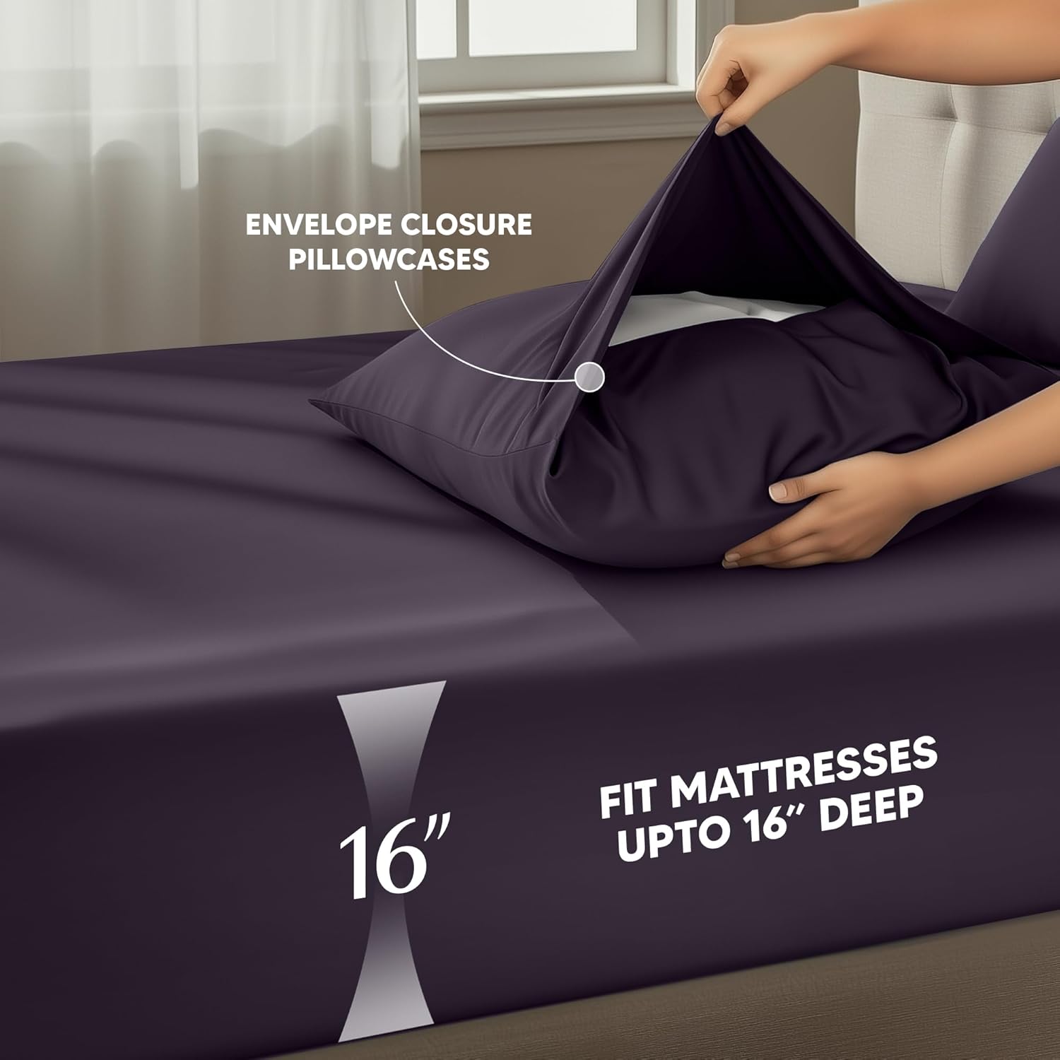 Utopia Bedding Twin Sheet Set - Soft, Breathable Microfiber 3-Piece Bed Sheets | Dark Purple