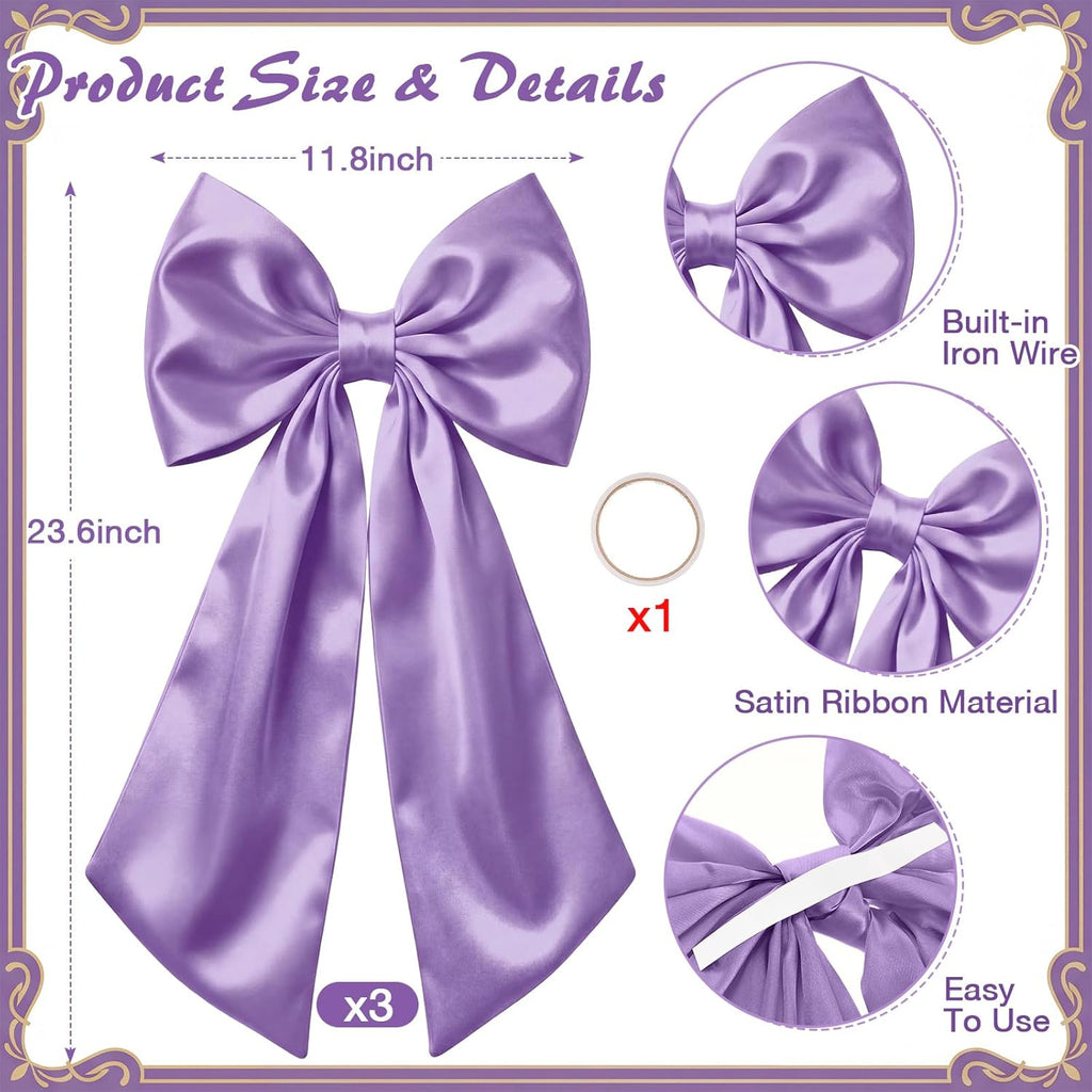 Suncalla Large Satin Bow Decorations - 3 Pcs 2 FT for Weddings, Birthdays & Holiday Parties