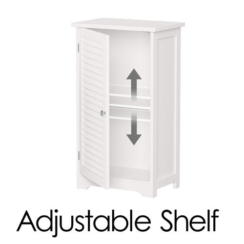 Lavish Home Bathroom Cabinet - Freestanding Storage Organizer for Towels or Laundry Room - Adjustable Shelf and Shutter Style Door (White)
