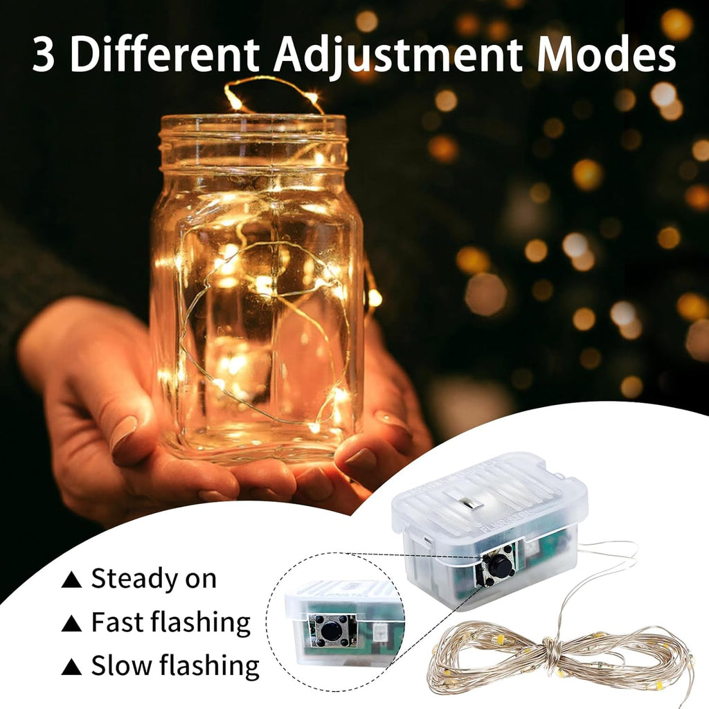 Skiennix 20 LED Fairy Lights - 7Ft Twinkle String Lights, Battery Operated & Waterproof | Yellow for Parties & Weddings