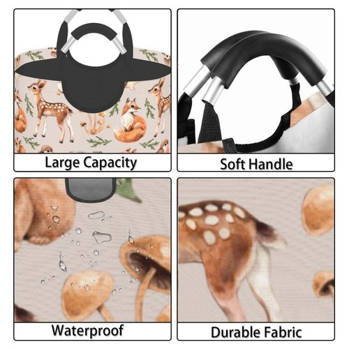 Gbuzozie Forest Little Animals Laundry Hamper Deer Squirrel Fox Hedgehog Bird Storage Basket Toys Clothes Organizer Bin For Home Bathroom Bedroom Dorm Nursery, 52l