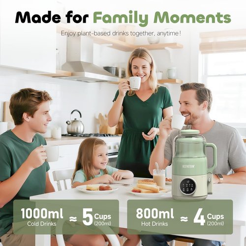 AESTHETERN Nut Milk Maker Machine, Soy Milk & Oat Milk Maker with 8 Presets, High-Speed Blender, Auto-Clean, Delay Start, 33oz Almond Milk Maker for Plant-Based & Dairy-Free Beverages, Green