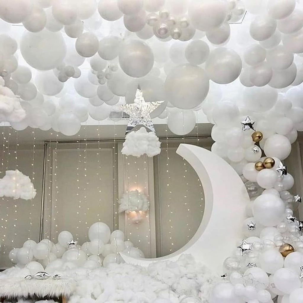 White Latex Balloons - 55 Pack of 12-Inch White Balloons with Ribbon for Celebrations & Events