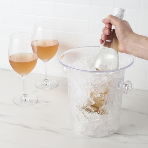 True Clear Acrylic Ice Bucket with Handles, 3-Liter Capacity, Durable Wine and Champagne Bucket, Perfect Ice Buckets for Parties, BBQs, Weddings, Picnics, Holidays, Outdoors, 8.75" x 8.25", Set of 1