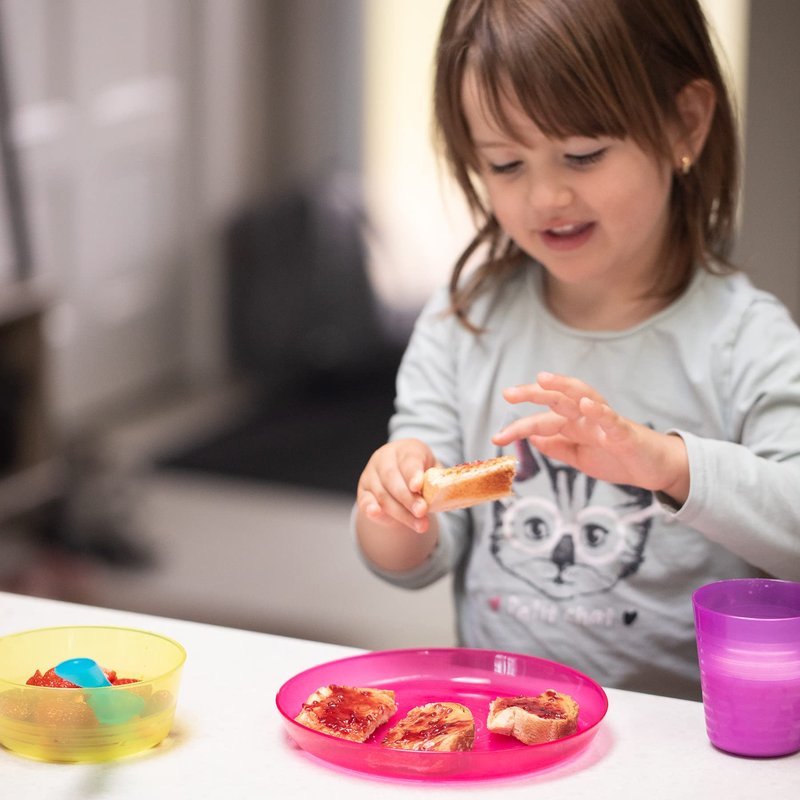 Cuddly Hippo Kids Plastic Dinnerware Set of 24 Multi Color Bowls - Reusable, BPA-Free, Dishwasher Safe and Microwaveable