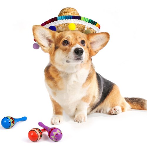 Honoson 12 Pcs Wooden Fiesta Maracas 6 Cinco De Mayo Mini Sombrero Top Hat for Sombrero Mexican Party Decor(36 Pcs,Cute Style)