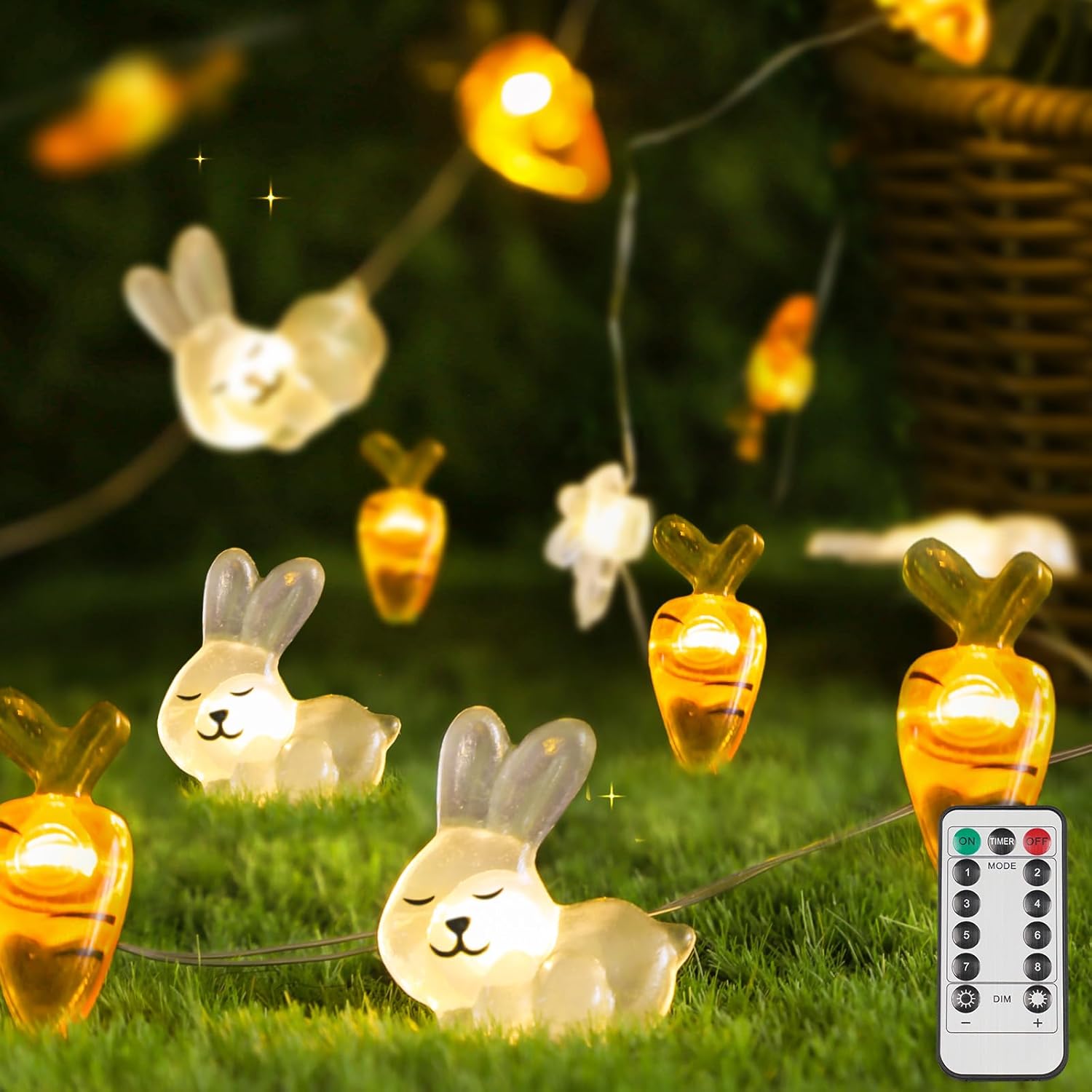 Suddus Easter String Lights - Battery Operated 12.8ft with 40 LED Bulbs for Indoor & Outdoor Decor