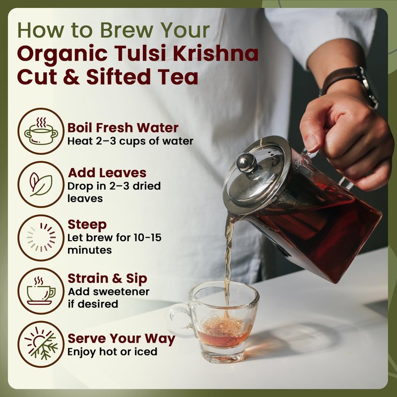 Organic Way Tulsi/Holy Basil (Krishna) Cut & Sifted (Ocimum Tenuiflorum) - Herbal Tea | Organic & Kosher Certified | Raw, Vegan, Non GMO & Gluten Free | USDA Certified | Origin - India (1LBS / 16Oz)