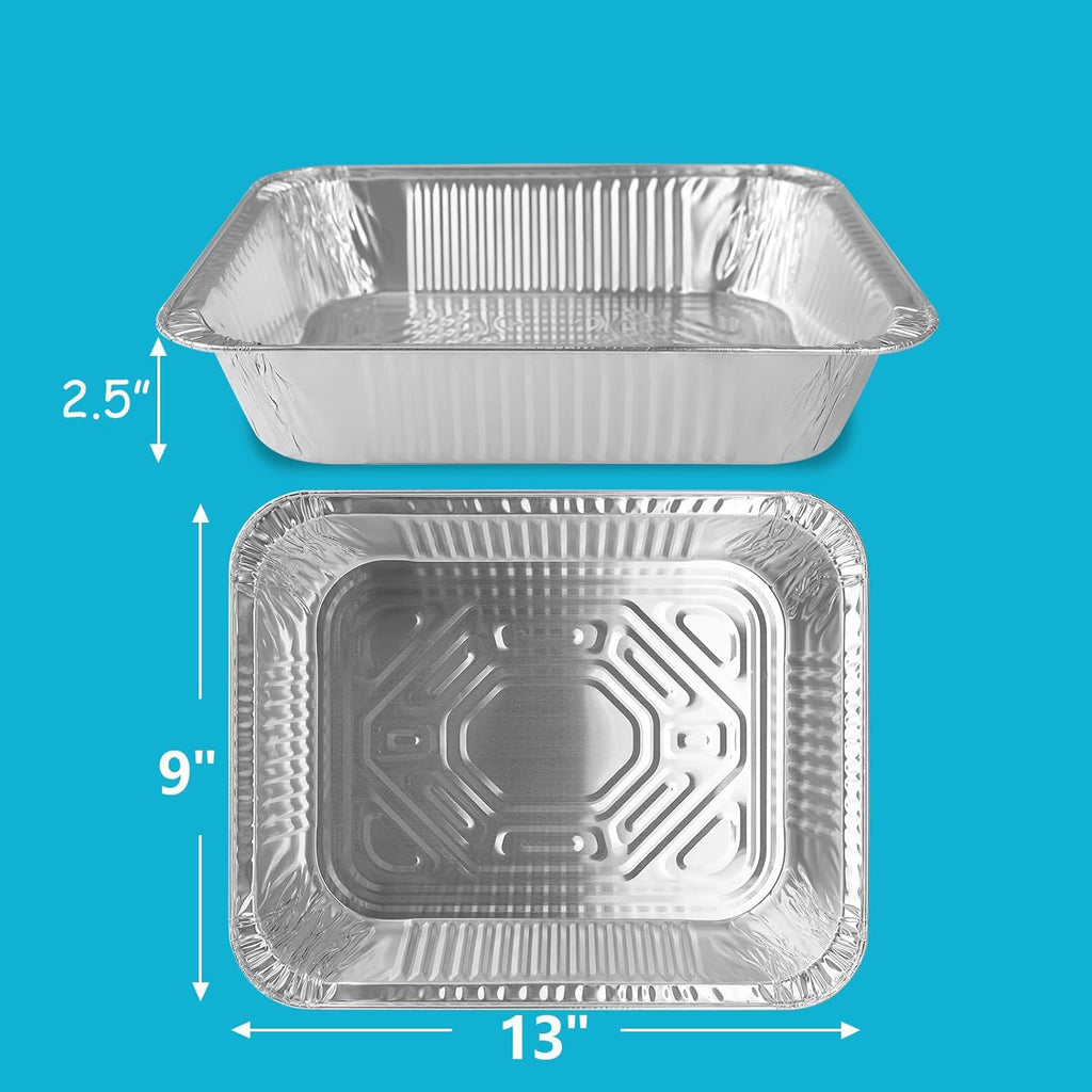 Thickened Aluminum Foil Pans - 9x13 Extra Deep Disposable with Lids for Baking & Roasting | 10-Pack