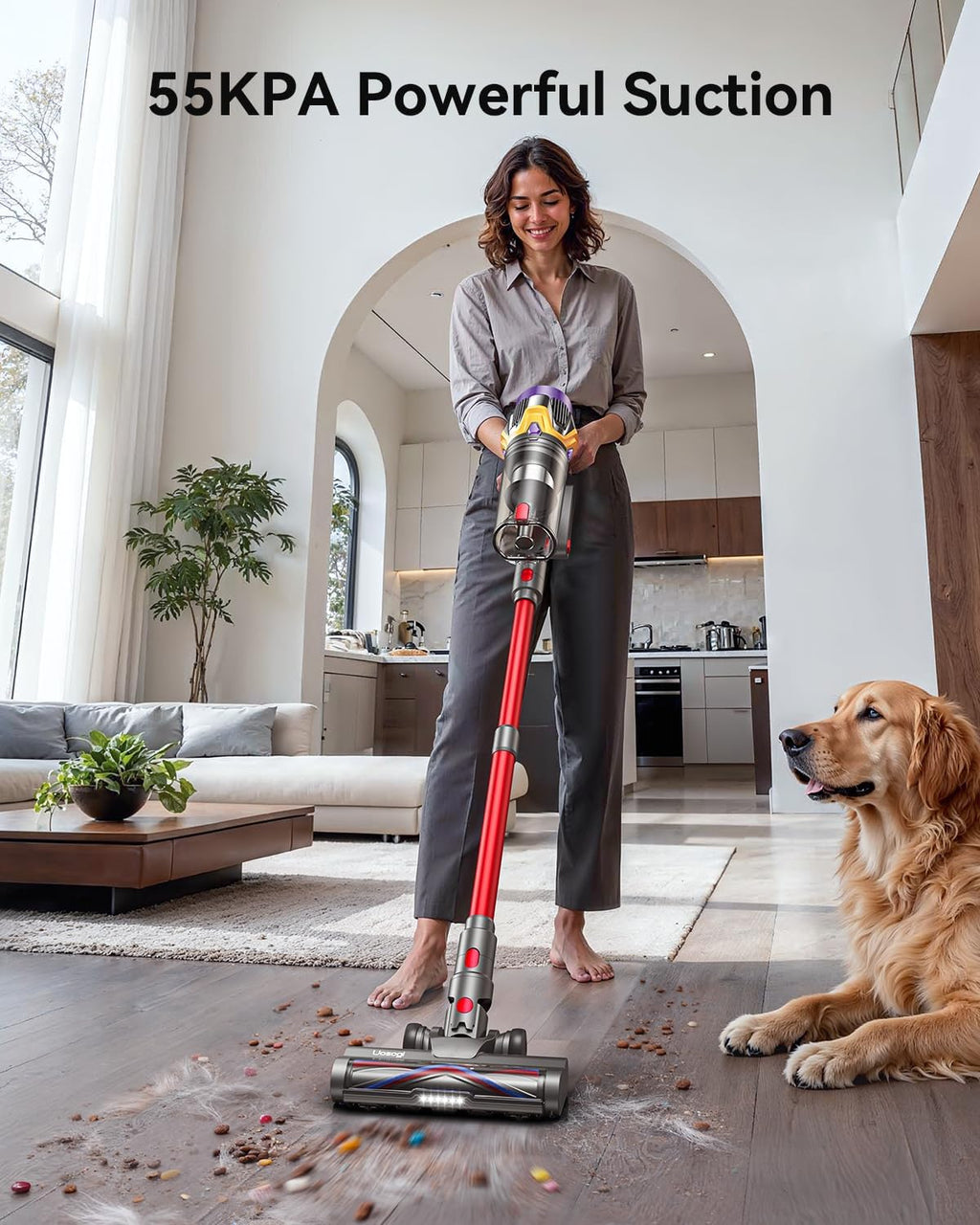 Skiennix Cordless Vacuum Cleaner - 55KPA 650W with Hurricane Mode & Touch Screen | 70 Mins Runtime, 1.8L Dust Cup, Self-Standing Design