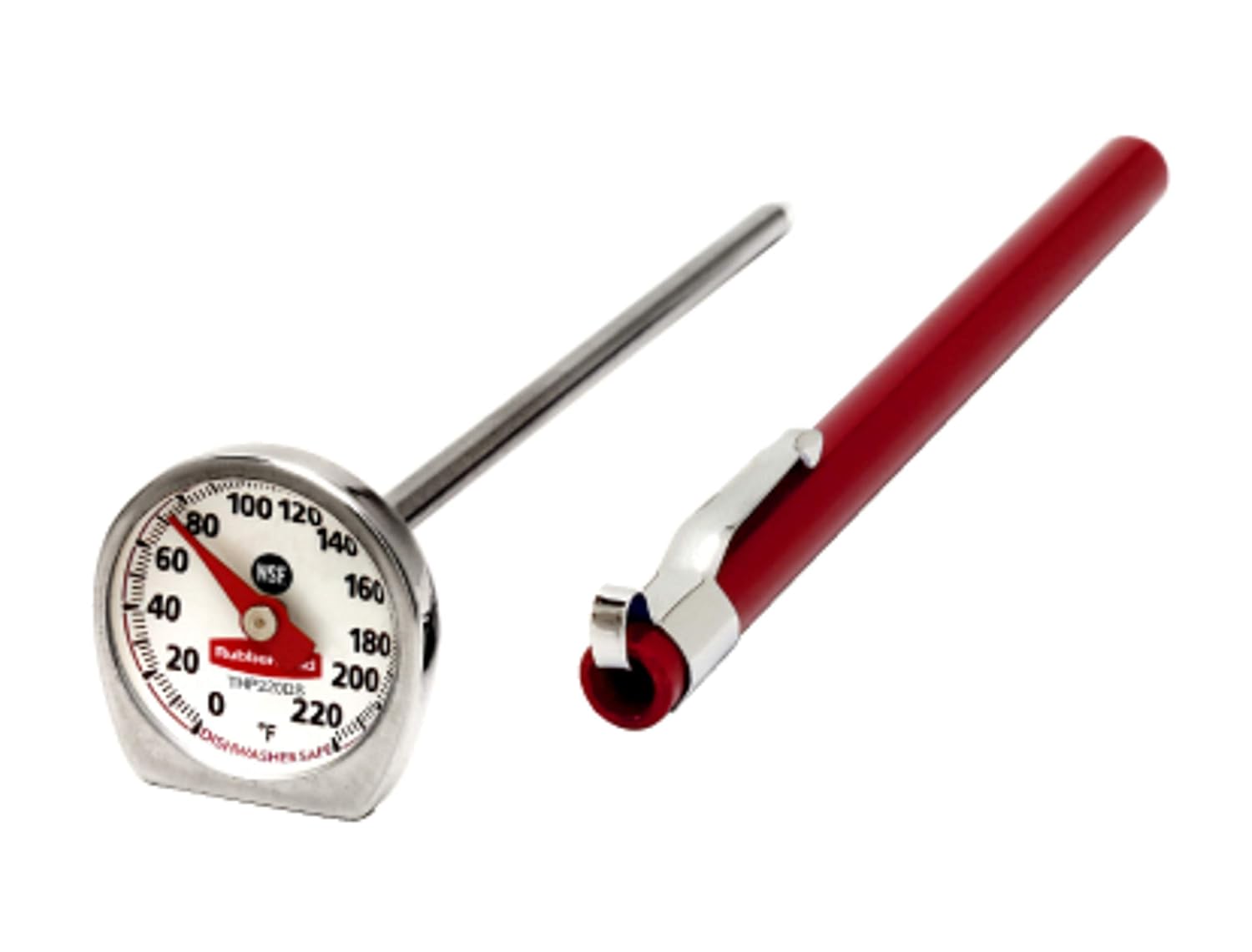Rubbermaid Commercial Products Instant Read Thermometer - Pocket Size, Dishwasher Safe, Red | Ideal for Meat & Food Cooking