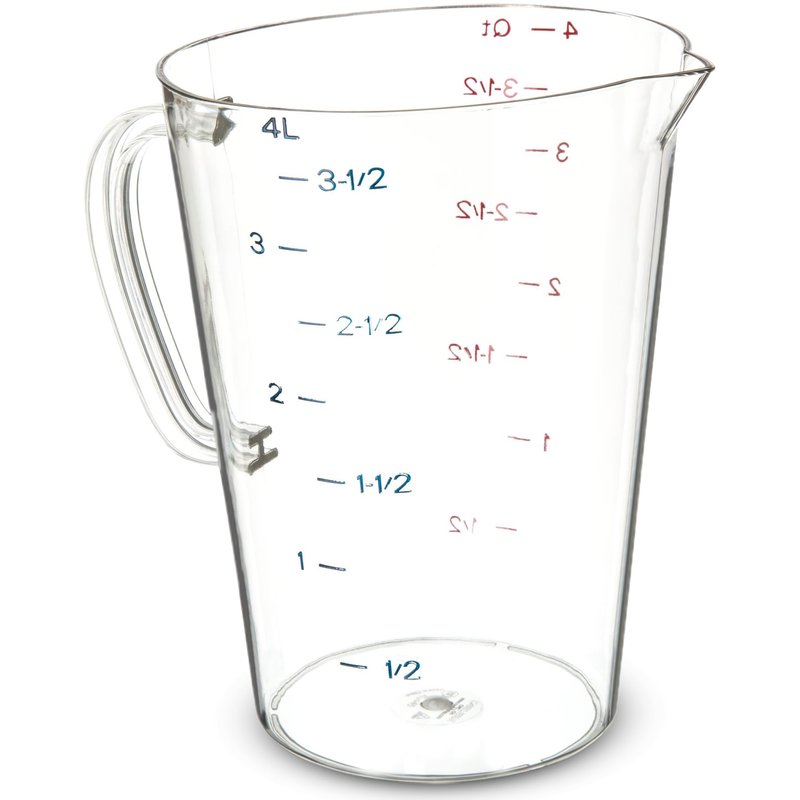 Carlisle FoodService Products 4314507 Commercial Plastic Measuring Cup, 1 Gallon, Clear (Pack of 6)