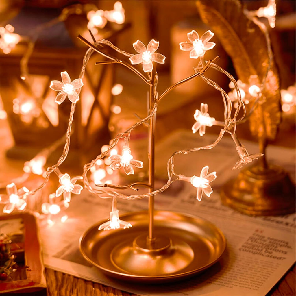 Skiennix Decorative Flower String Lights - 33ft 100 LED Soft Cherry Blossom Fairy Lights | Warm White for Bedroom, Patio, Wedding Decor