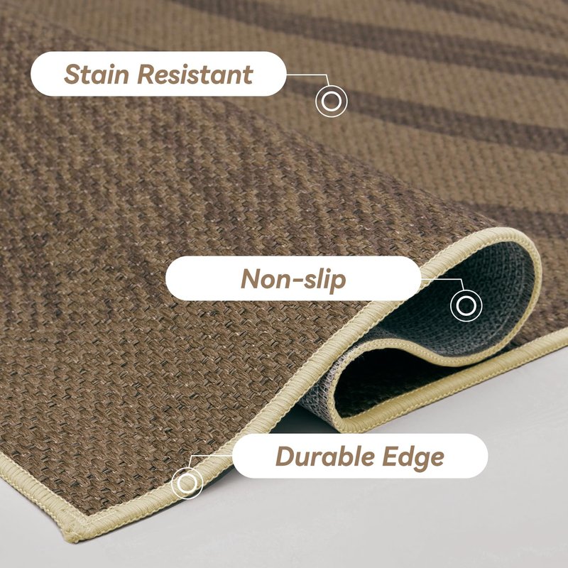 Jute 5x7 Area Rug Machine Washable Modern Woven Farmhouse Patio Rug Indoor Outdoor Throw Non-Slip Carpet for Entryway Dining Room Living Room Bedroom