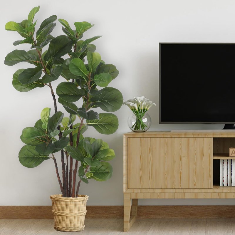 GAOMON Artificial Fiddle Leaf Fig Tree, 4 Ft Faux Ficus Lyrata Tree with 72 Leaves in Pot, Fake Green Plant for Indoor Outdoor Home Office Living Room Bedroom Decor