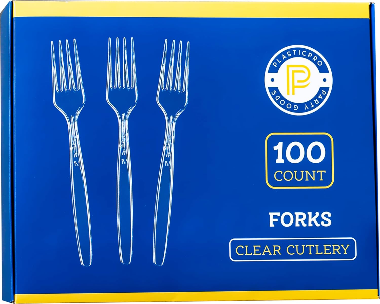 Plasticpro Heavyweight Disposable Clear Plastic Cutlery - 100 Count Forks for Convenient Dining