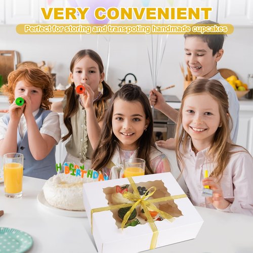 WOPPLXY 24 PCS White Cupcake Boxes, 12 Count Cupcake Containers with Window and Insert, 12.7 x 9.8 x 3.7 Inch Cupcake Holder Easy Transport and Presentation Ideal for Cupcakes, Desserts, and More