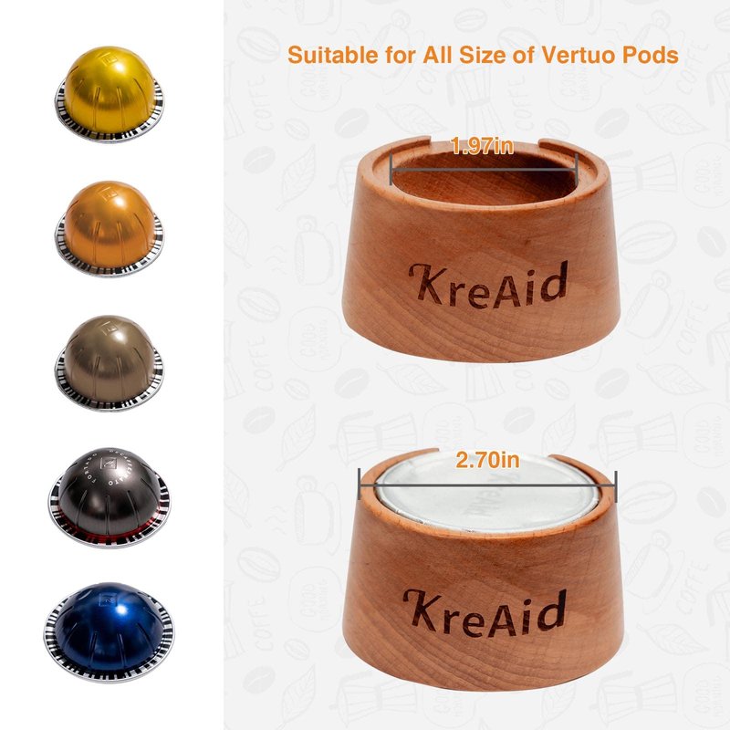 KreAid Reusable Vertuo Capsule Kit for Reusable Nespresso Pods with 100 Pcs Aluminum Foil Seal Lids Holder, Spoon and Brush Refillable Vertuoline Capsules