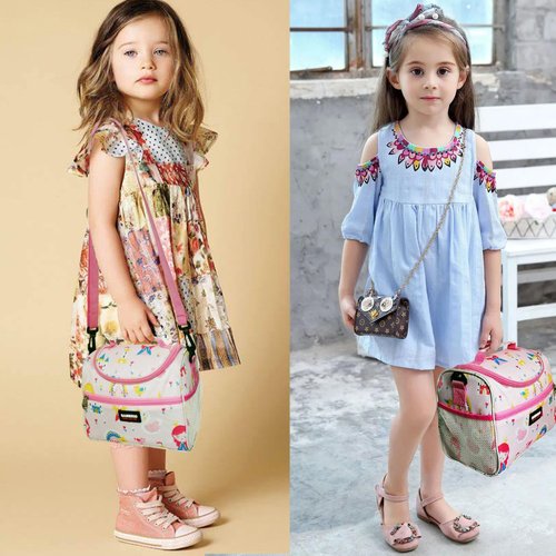 SAMERIO Small Lunch Bag Cute Cooler Lunch Box for Children Student Girls Boys Insulated Picnic Bags for School Camping