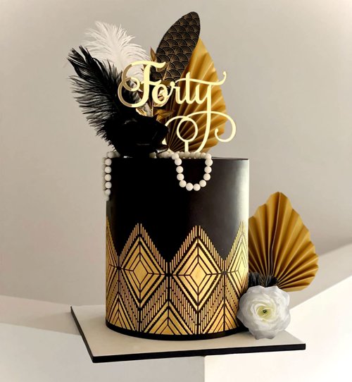 JeVenis Feather Cake Decoration Gatsby Cake Decoration Prom Cake Decorations Rose Cake Topper Roaring 20s Cake Decorations