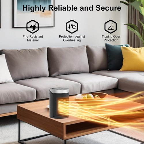 AUBKN Space Heater - Portable Electric Heater with Thermostat & Remote | 1500W Fast Heating for Home & Office