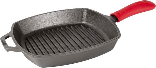 Lodge | Cast Iron 10.5-Inch Square Grill Pan - Durable Black Cookware for Perfect Grilling