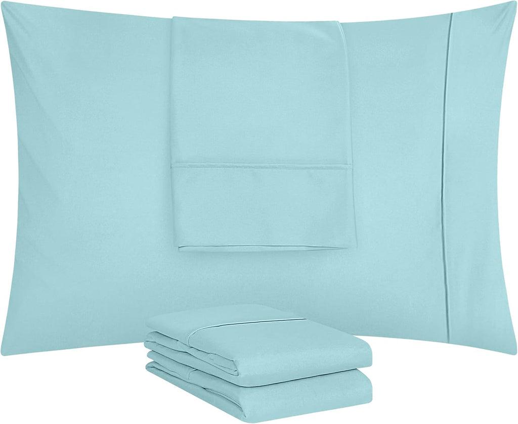 Utopia Bedding King Pillow Cases - Soft Brushed Microfiber - 4 Pack, Envelope Closure - 20 X 40 Inches, Spa Blue
