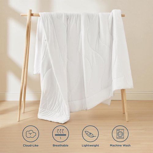 Bedsure Queen Duvet Insert - Ultra Soft Lightweight Down Alternative Comforter, Machine Washable White, 88x88 Inches