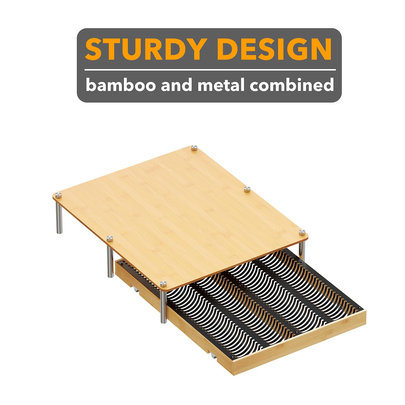 SpaceAid Bamboo Coffee Pod Holder Drawer Storage Compatible with Nespresso Vertuo Capsules, Coffee Station Accessories Holder Organizer Tray Compatible with 40 Big or 56 Small Pods, Natural
