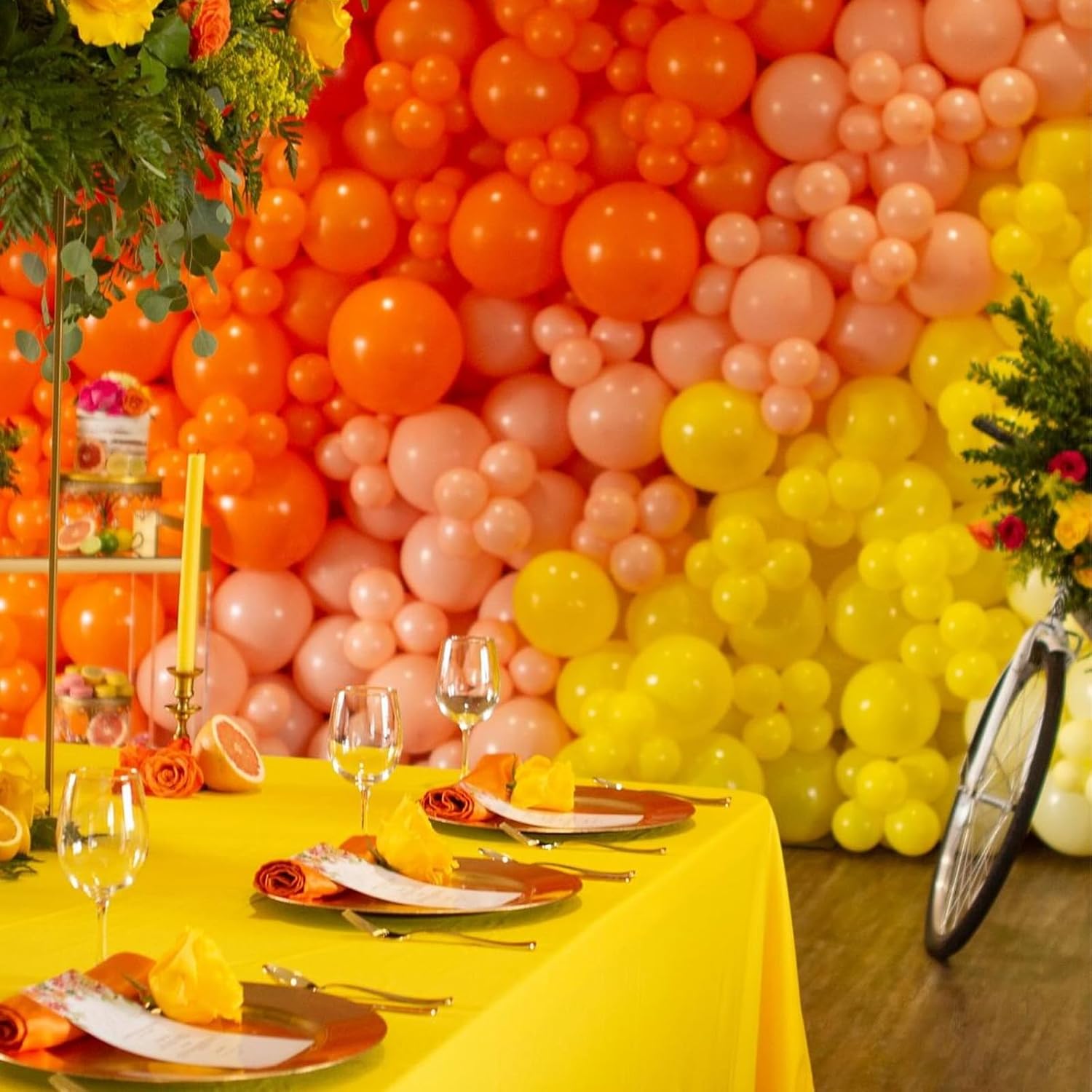 PartyWoo Yellow Balloon Garland - 100 Pcs Assorted Orange & Yellow Balloons | Perfect for Birthday & Party Decor