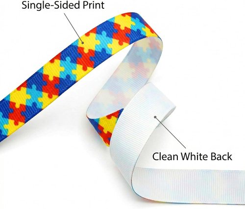 3/8" Narrow Autism Awareness Ribbon by [Brand Name] - 25 Yards of Thin Grosgrain for Hair Bows & Crafts