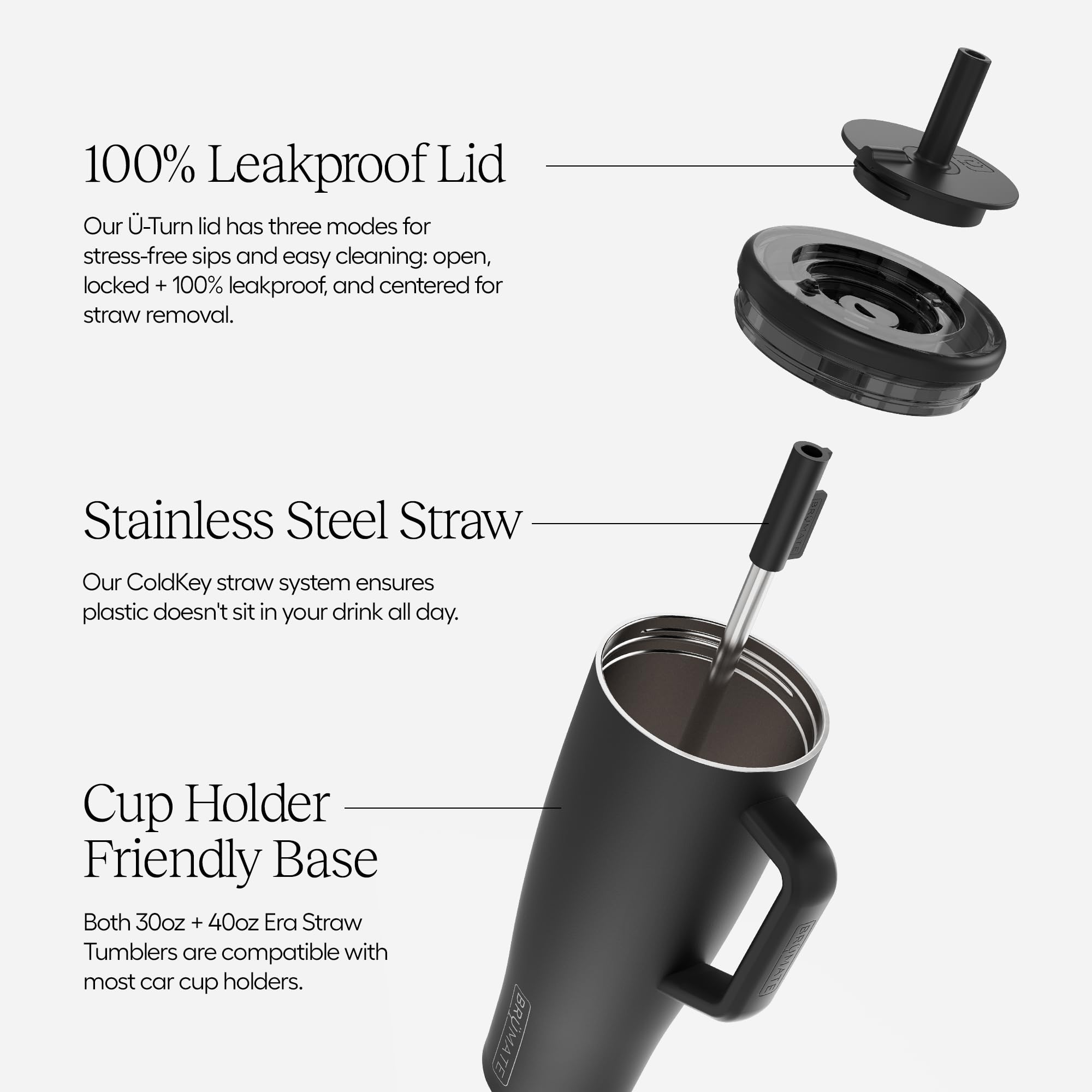 BrüMate Era 40 oz Tumbler with Handle and Straw | 100% Leakproof Insulated Tumbler with Lid and Flexible SoftSip Straw | Made of Stainless Steel | Cup Holder Friendly Base | 40oz (Cotton Candy)