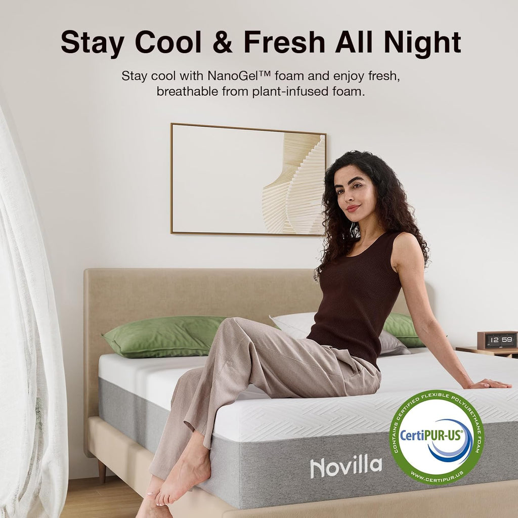 Novilla Twin Size Mattress - 12 Inch Gel Memory Foam for Cool Comfort & Pressure Relief | Medium Plush Feel