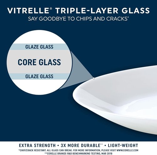 Corelle Vitrelle 18-Piece Dinnerware Set | Service for 6 | Triple Layer Chip & Crack Resistant - Laila Design