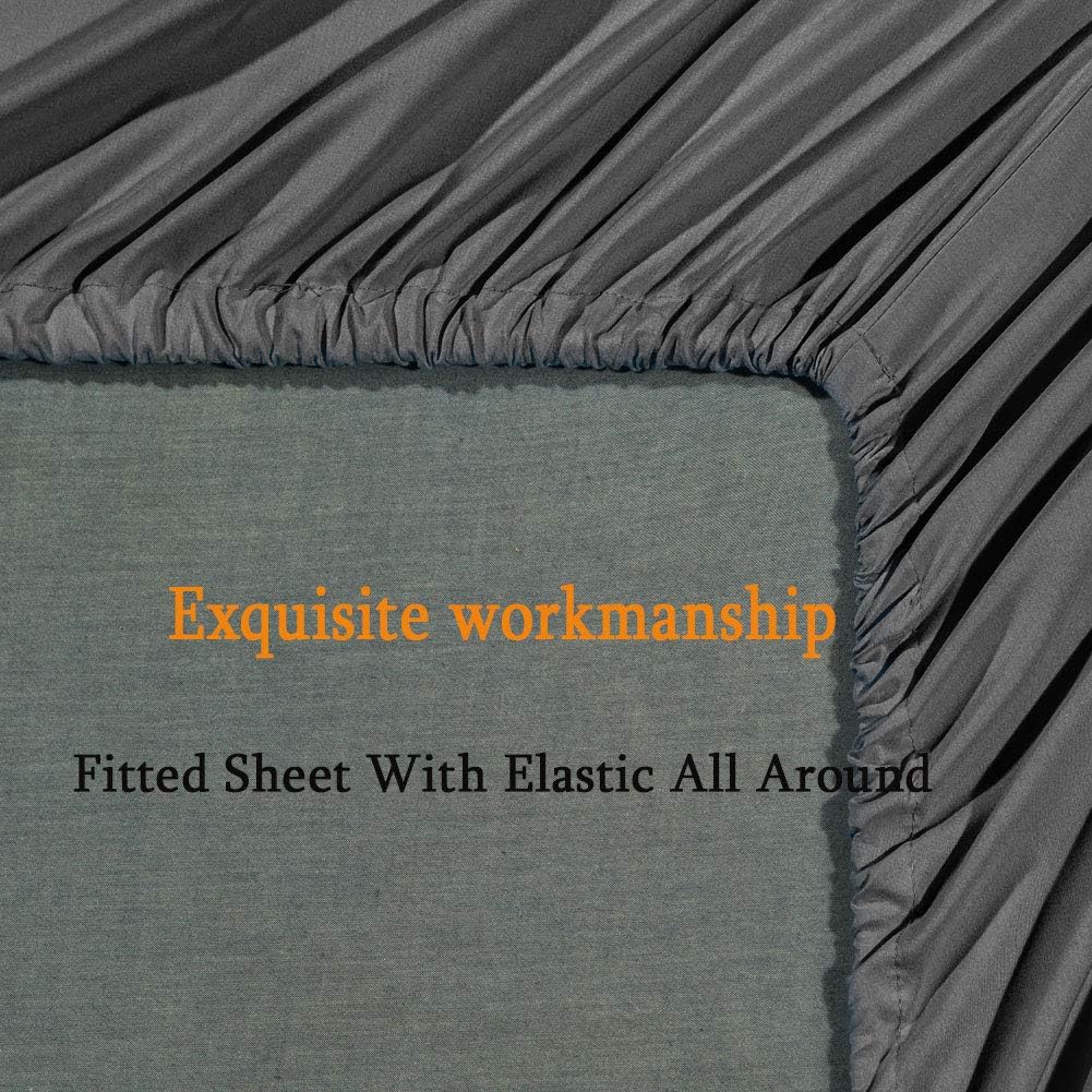 SONORO KATE Bed Sheet Set - Super Soft Microfiber 1800 Thread Count | Luxury Dark Grey Queen Size, Deep Pocket