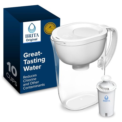 Brita Large Water Filter Pitcher - BPA-Free 10-Cup Capacity with 1 Standard Filter | Bright White