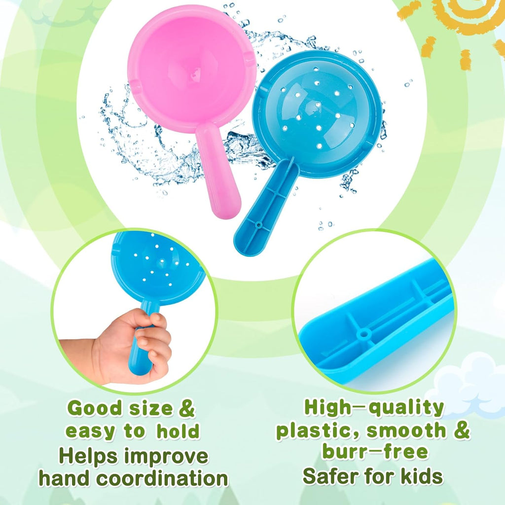Skiennix Bath Toys for Toddlers 1-3 Years - Easy to Clean, Mold-Free Water Play Set, 3 Pack (Yellow)